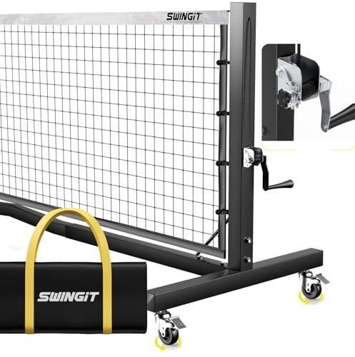 Pro Pickleball Net with Wheels, Hand Crank Tension System.