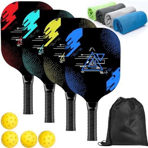 AOPOUL Pickleball Set with 4 Premium Wood Paddles.