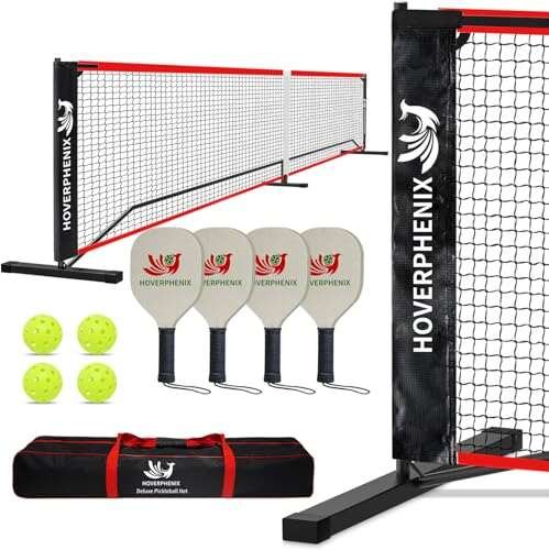 Hoverphenix Pickleball Set with Net for Driveway, Portable...
