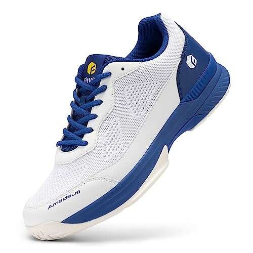 FitVille Extra Wide Pickleball Shoes for Men White Sneakers.