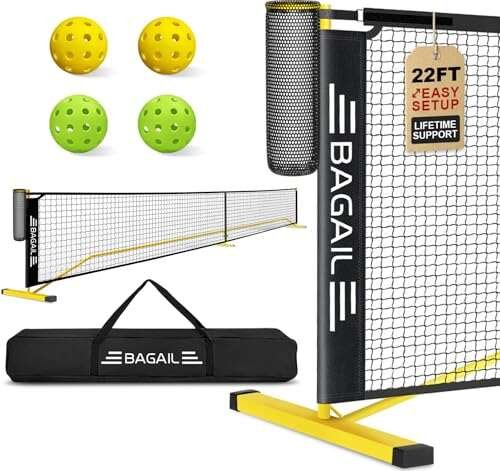 BAGAIL Portable Pickleball Net Set, 22 FT Regulation Size.