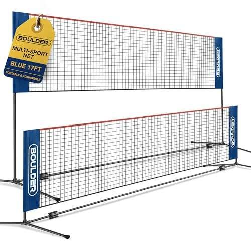 BOULDER Portable Badminton Pickleball Net - Foldable,...