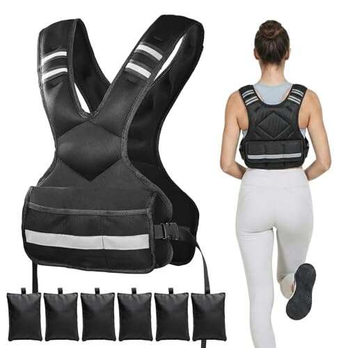 Adjustable Weighted Vest for Women & Men with 6 Weights.