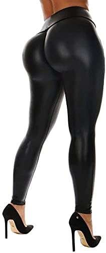 SEASUM Women's Faux Leather Leggings Pants PU High Waisted...