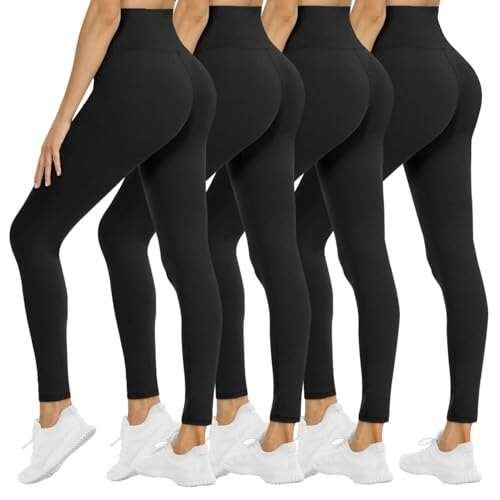 4 Pack Leggings for Women - High Waisted Tummy Control