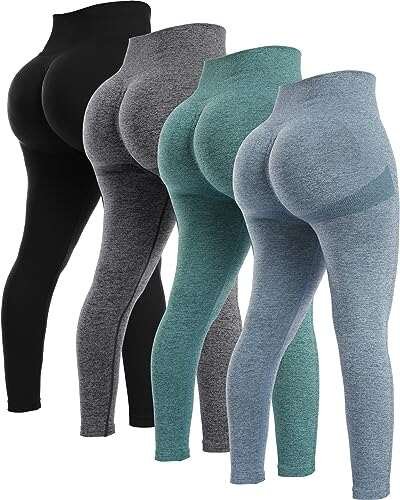 NORMOV 4 Piece Butt Lifting Workout Leggings for Women