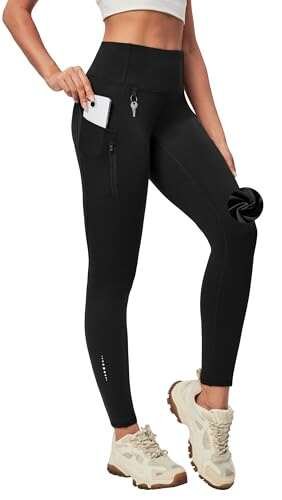 Heathyoga Fleece Lined Leggings Women with Pockets Water...