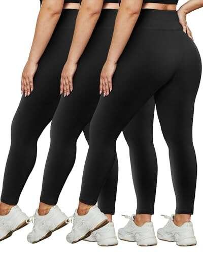 HLTPRO 3 Pack Plus Size Leggings for Women, High Waist