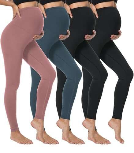 Dalavch 4 Pack Women's Maternity Leggings Over The Belly