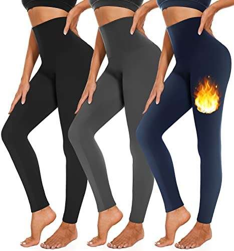3 Pack Fleece Lined Leggings Women High Waisted Thermal...