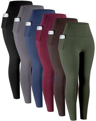 LZYVOO Leggings with Pockets for Women, 6 Pack Yoga Pants