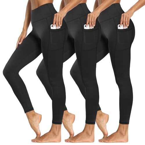 Syrinx 3 Packs Leggings with Pockets for Women Yoga Pants