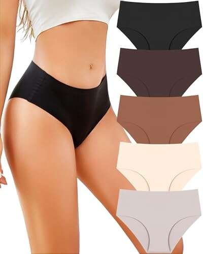 UNDER THE SEA Seamless Underwear for Women 5 Pack Briefs