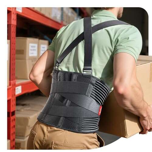 Ultra Breathable Work Back Brace for Men with Removable...