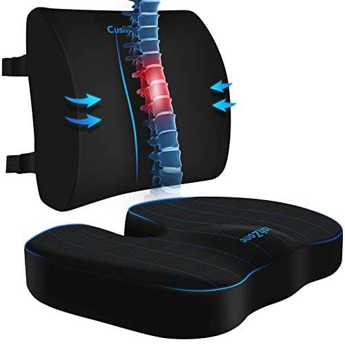 CushZone Ergonomic Seat Cushion & Lumbar Support in Memory...