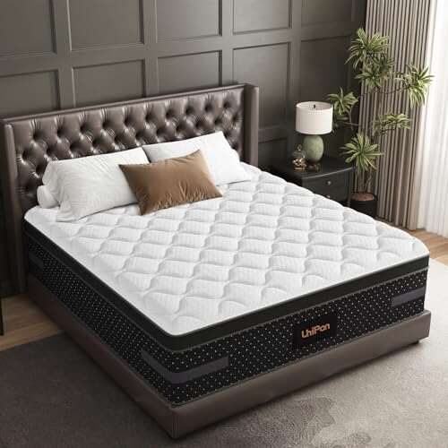 UniPon Firm Queen Size Mattress, 14 Inch Hybrid with Lumbar