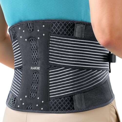 Rakiie Slim Back Brace for Lower Back Pain Relief.