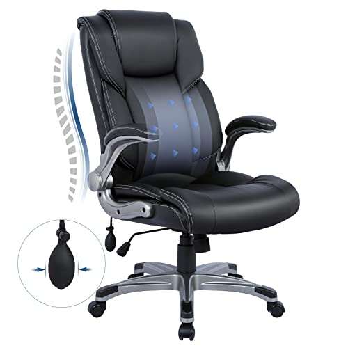 COLAMY High Back Executive Office Chair - Ergonomic Leather...