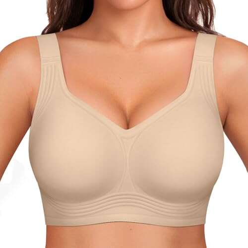OEAK Womens Wireless Jelly Bra Plus Size T-Shirt Bra