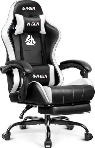 N-GEN GAMING Video Gaming Chair with Footrest and Lumbar...