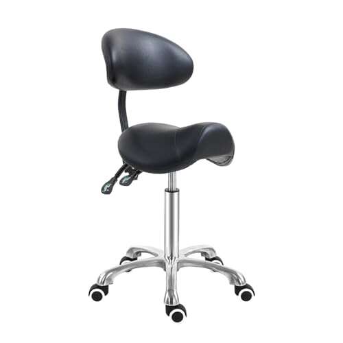 Antlu Saddle Stool Chair with Back Support, Black.