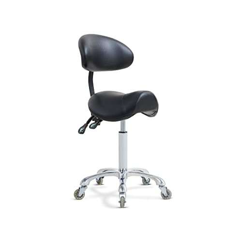 Antlu Saddle Stool Rolling Chair with Back Support for...