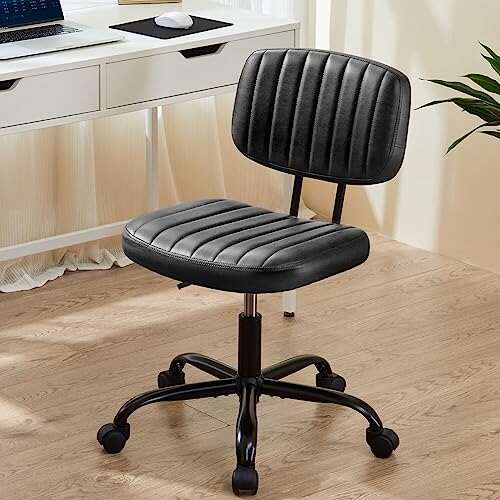 Sweetcrispy Small Office Desk Chair - Armless with Lumbar...