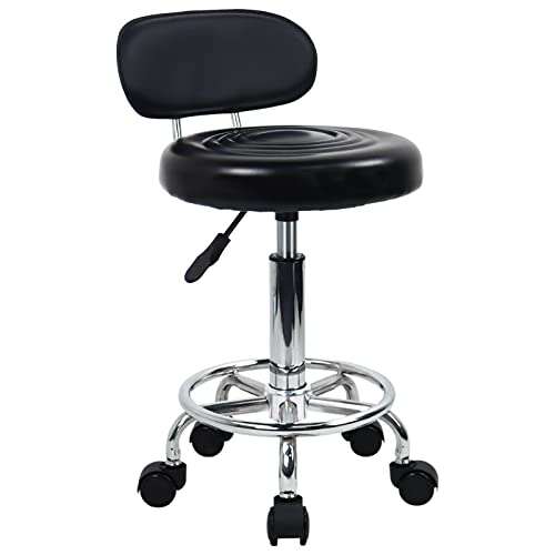 KKTONER PU Leather Modern Rolling Stool with Adjustable...
