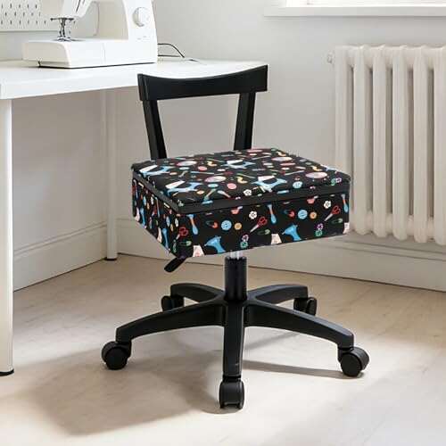 Lessmore Wood Sewing Chair with Storage | Sturdy Quilting...