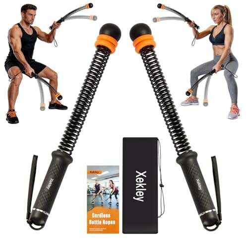 Portable Ropeless Battle Ropes, Adjustable Cordless Battle...