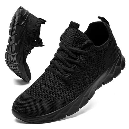 Linenghs Running Shoes for Womens Non Slip Black Lightweight