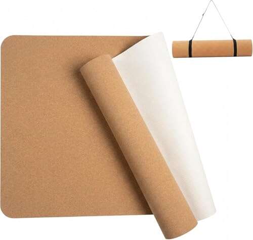 Cork Yoga Mat with TPE Base 6mm Non-Slip Extra Thick