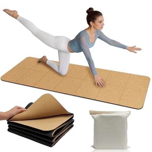 LILXIU Foldable Cork Yoga Mat 72 * 24 4mm thick