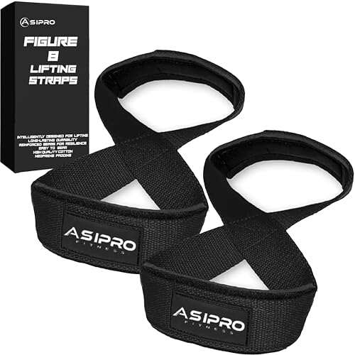 ASIPRO Figure 8 Lifting Straps Gym Padded Heavy Duty for
