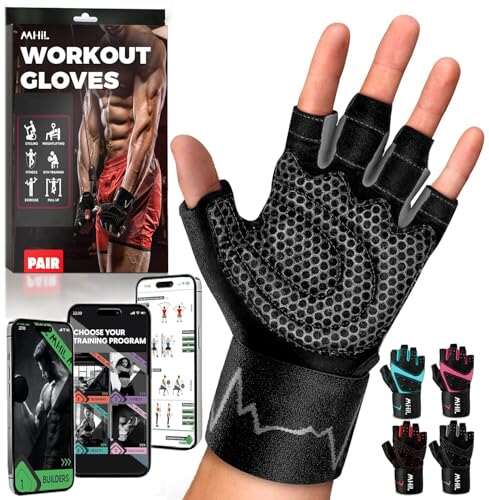 MhIL Workout Gloves for Men – Comfortable, Enhanced Grip,...