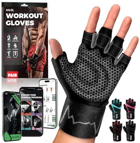 MhIL Workout Gloves for Men – Comfortable Grip Wrist Support