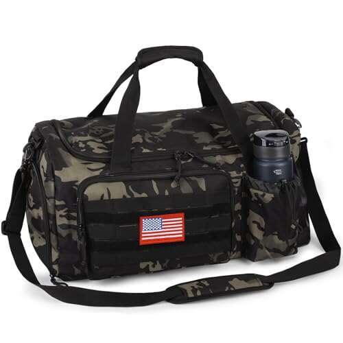 Tactical Gym Bag for Men, 40L Large Duffle, Compartments