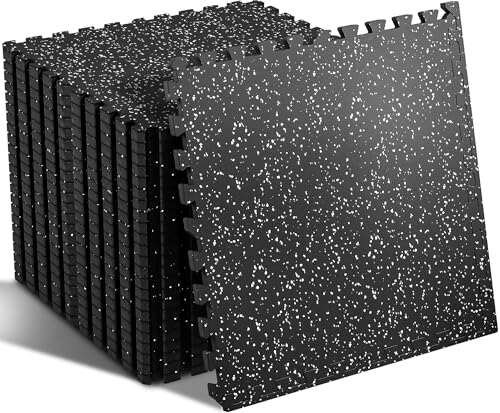 SUPERJARE 0.56'' Thick 12 Pcs 48 Sq Ft Rubber Mats