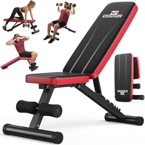 NICEPEOPLE Adjustable Weight Bench for Home Gym, Foldable...