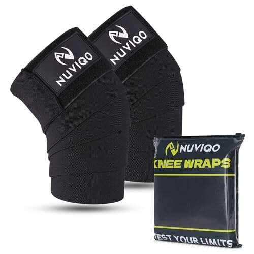 Nuviqo Knee Wraps (Pair) for Weightlifting – Compression...