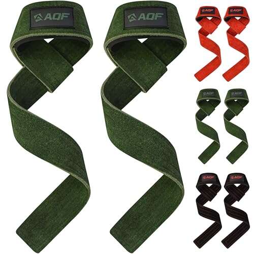 AQF Suede Leather Weight Lifting Straps – Heavy-Duty Padded