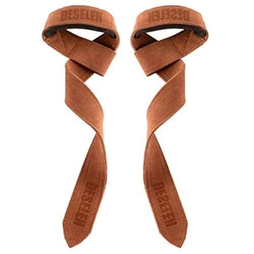Deselen Leather Weightlifting Straps with Thick Soft...