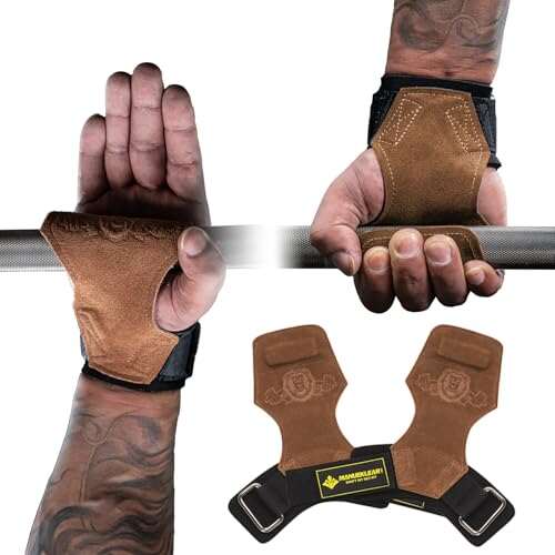MANUEKLEAR Gym Straps, Double Leather Lifting Straps,...