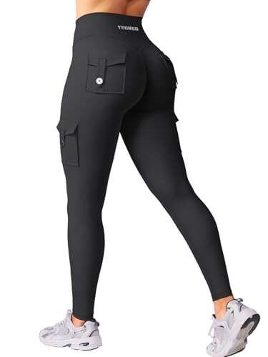 YEOREO CoreFlex Workout Cargo Leggings with Pockets Scrunch...