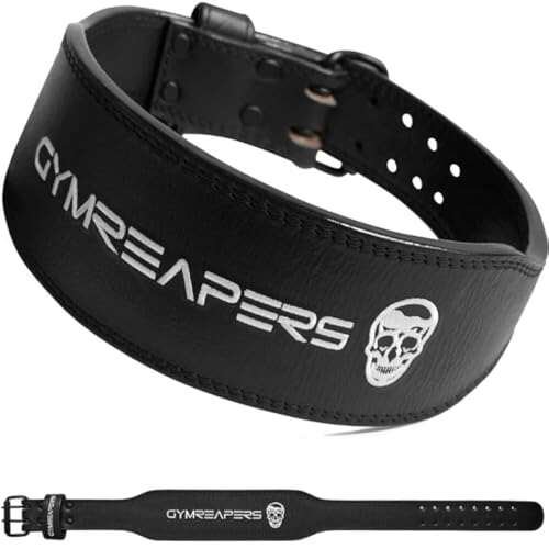 Gymreapers Leather Weightlifting Belt for Bodybuilding,...