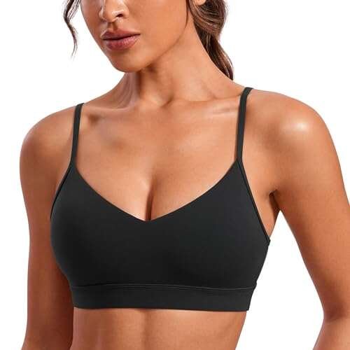 CRZ YOGA Butterluxe V-Neck Sports Bras for Women Padded Yoga