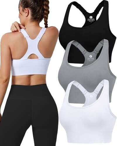 Evercute Adjustable Sports Bras for Women 3/4 High Support...