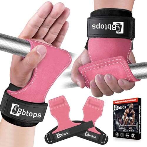 Weight Lifting Wrist Strap, Double-Layer Leather Wrist...
