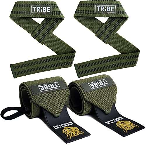 Tribe Lifting Wrist Wraps and Lifting Straps for Heavy...