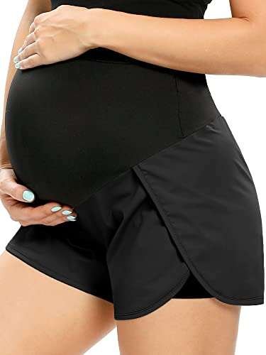 AMPOSH Women's Maternity Quick-Dry Workout Shorts Athletic...